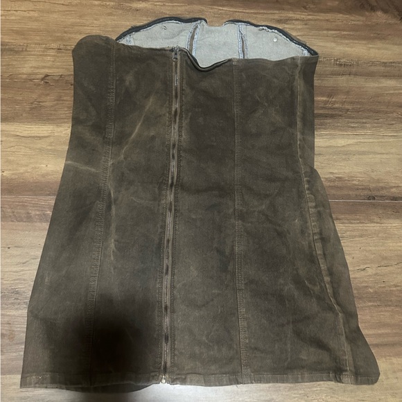 Pick Me Denim Mini Dress - Brown Acid Wash - size 2X - Picture 4 of 4